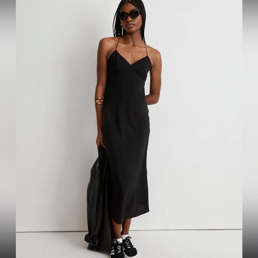 Madewell Womens Sleeveless Midi Slip Dress Black‎ Size 14 New